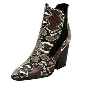 NWT Cupid‎ Snakeskin Women's Pointed Blocked Heel Toe Boots Size 6.5